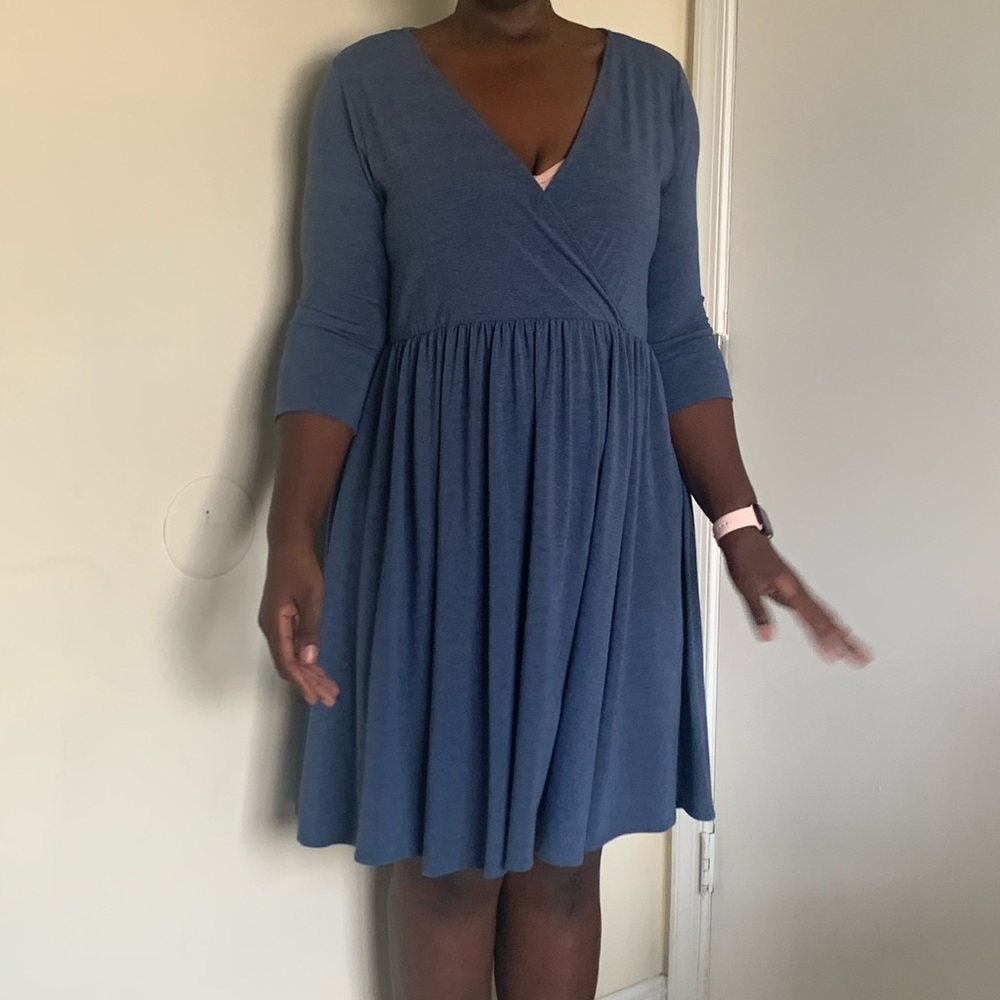 Blue heather jersey skater midi dress